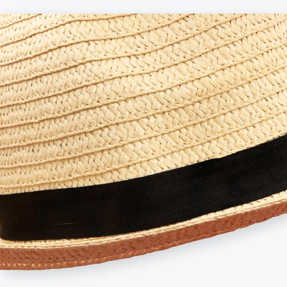 Vintage Womens Straw Fedora w/ Black Band - Picture 7 of 7